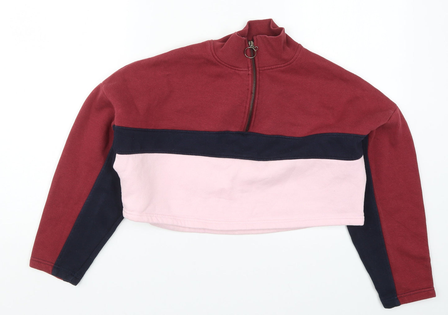 Wednesday's Girl Womens Red Striped  Pullover Sweatshirt Size M  - Pink and Blue