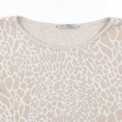 TU Womens Beige Animal Print Knit Pullover Jumper Size 14