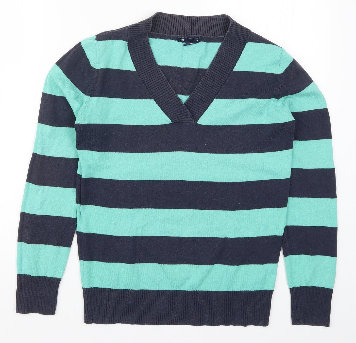 Gap Mens Blue Striped Knit Pullover Jumper Size S