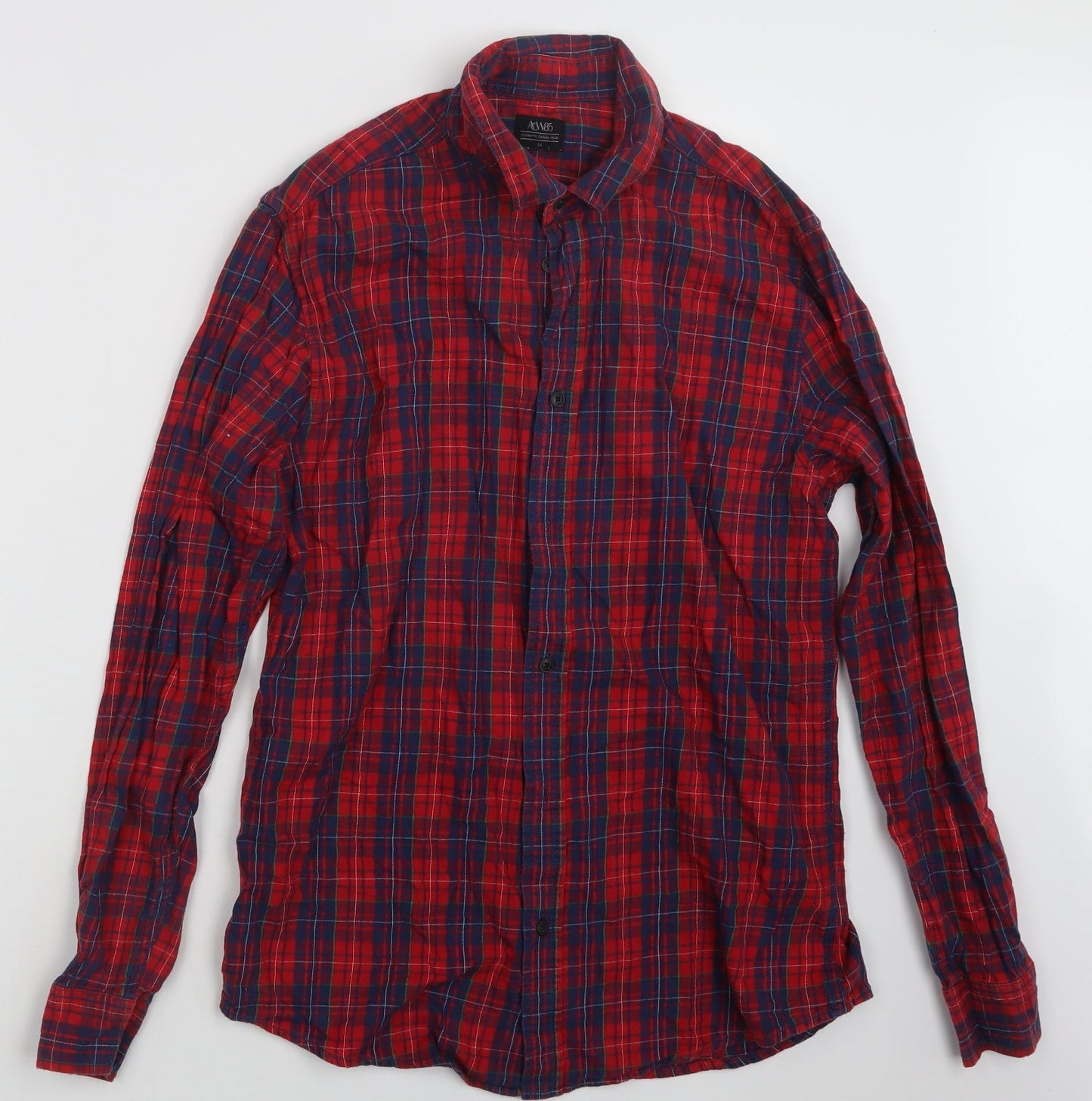 Mens UK Size M Matalan Red  Button-Up Long Sleeve Casual Shirt
