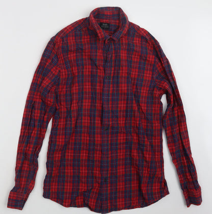 Mens UK Size M Matalan Red  Button-Up Long Sleeve Casual Shirt