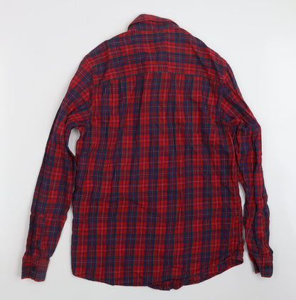 Mens UK Size M Matalan Red  Button-Up Long Sleeve Casual Shirt