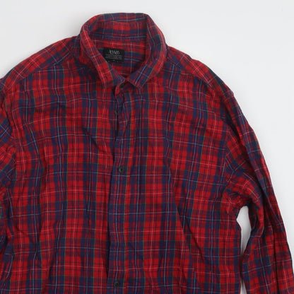 Mens UK Size M Matalan Red  Button-Up Long Sleeve Casual Shirt