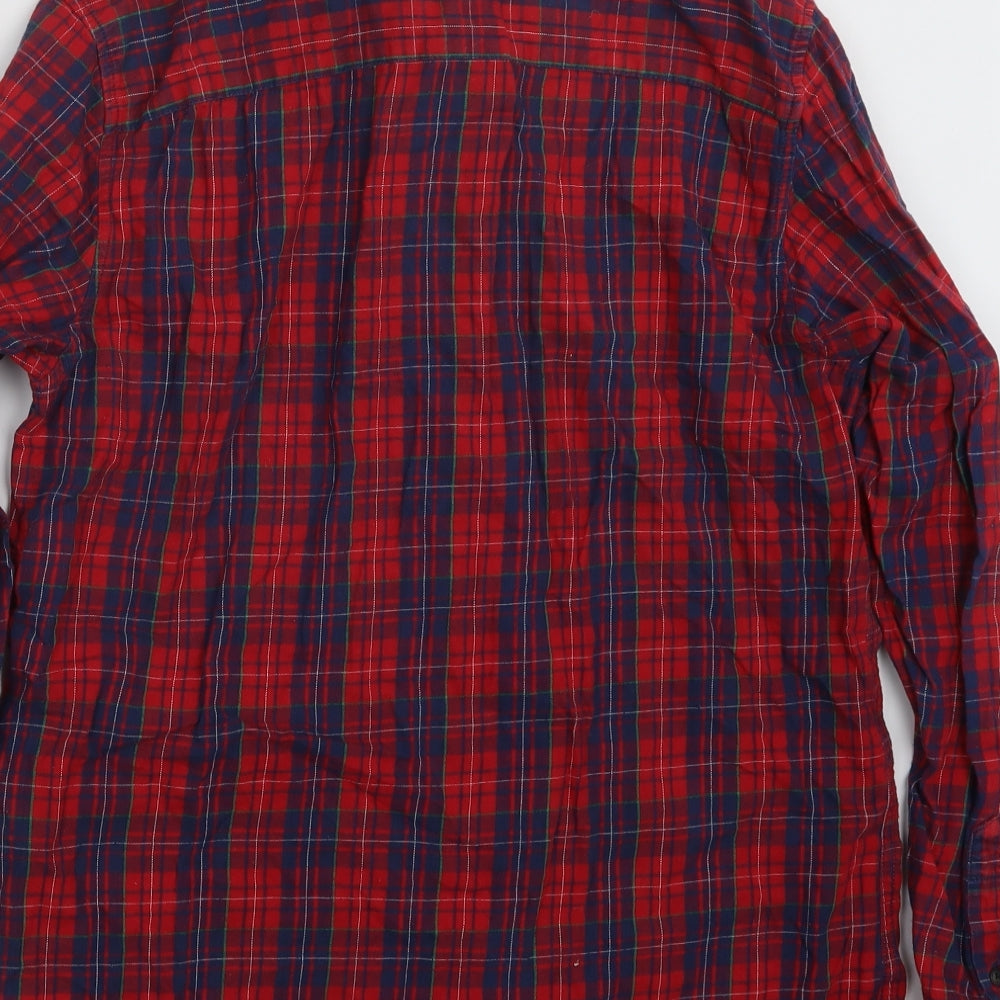 Mens UK Size M Matalan Red  Button-Up Long Sleeve Casual Shirt
