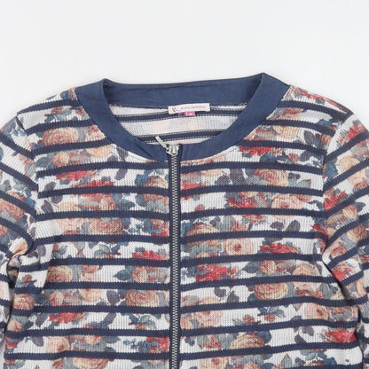 Kalisson Womens White Floral  Jacket  Size M