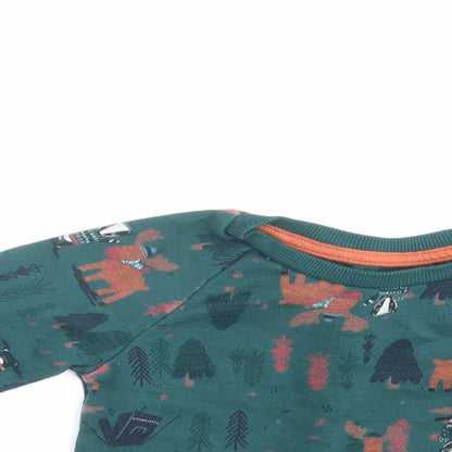 Primark Boys Green Animal Print  Pullover Jumper Size 24 Months  - Seasonal Christmas Festive Holiday