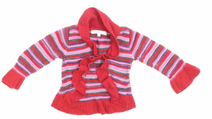 M&S Girls Multicoloured Striped  Cardigan Jumper Size 9-12 Months