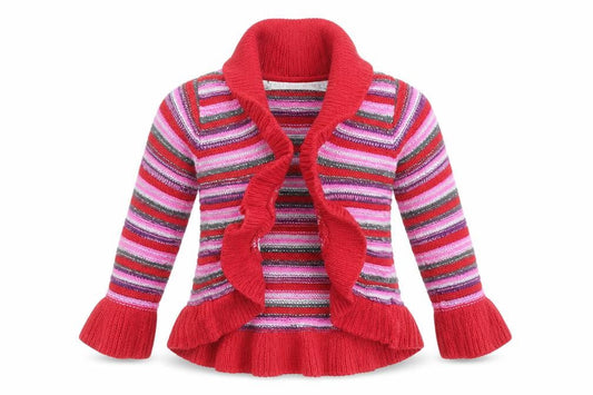 M&S Girls Multicoloured Striped  Cardigan Jumper Size 9-12 Months