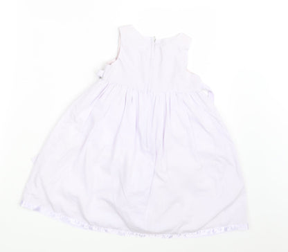 jenny Annie Dots Girls White Floral  A-Line  Size 3 Years