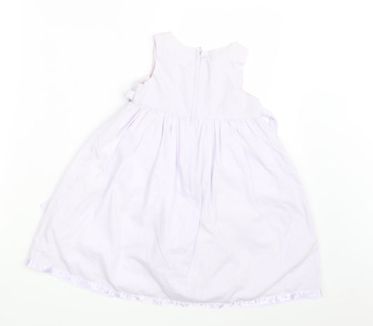 jenny Annie Dots Girls White Floral  A-Line  Size 3 Years