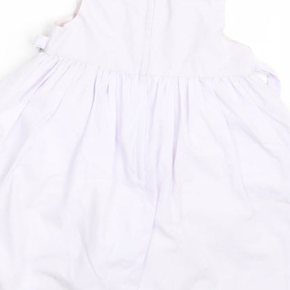 jenny Annie Dots Girls White Floral  A-Line  Size 3 Years
