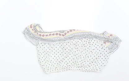 Boohoo Womens White Fair Isle  Basic Blouse Size 8