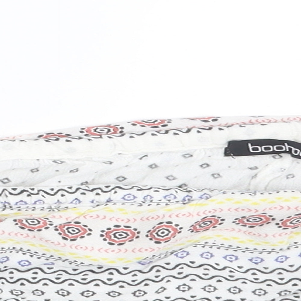 Boohoo Womens White Fair Isle  Basic Blouse Size 8