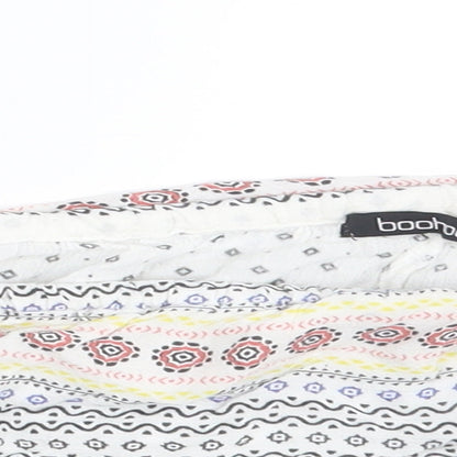 Boohoo Womens White Fair Isle  Basic Blouse Size 8