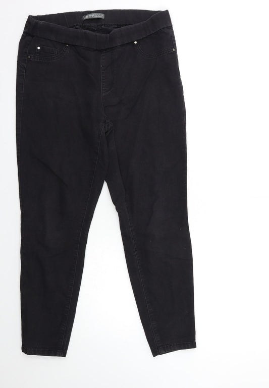 Denim & Co. Womens Black  Denim Jegging Jeans Size 14 L27 in