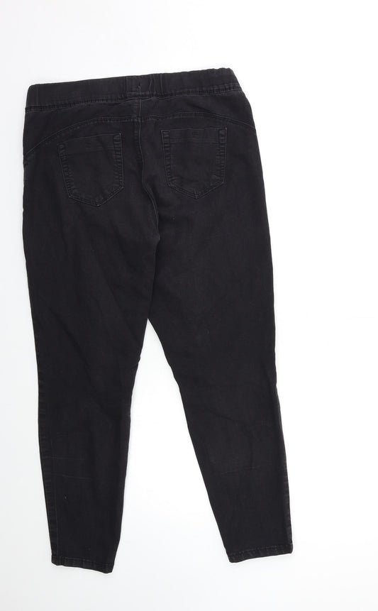 Denim & Co. Womens Black  Denim Jegging Jeans Size 14 L27 in