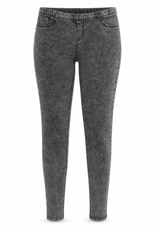 Front view of Denim & Co. women’s grey denim jegging jeans, size UK 12, 28-inch leg
