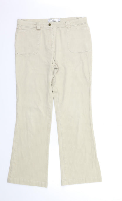 M&Co Womens Beige  Denim Flared Jeans Size 14 L29 in