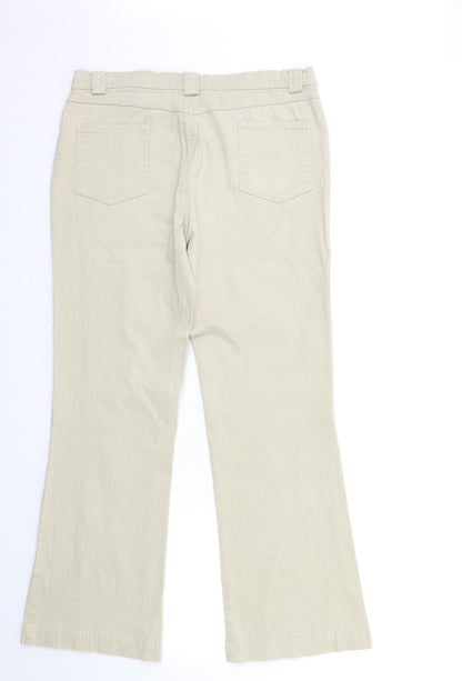 M&Co Womens Beige  Denim Flared Jeans Size 14 L29 in