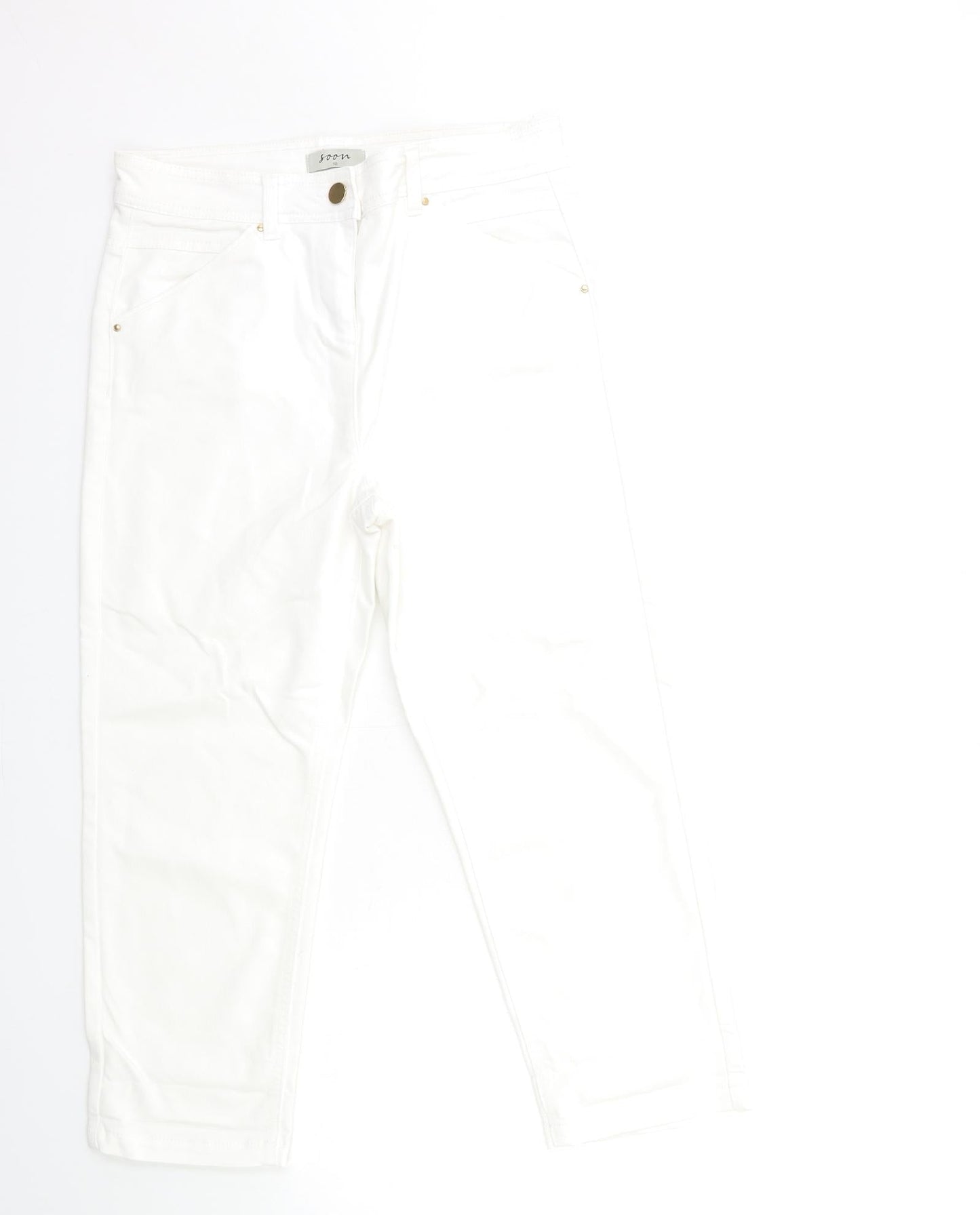 Soon Womens White  Denim Cropped Jeans Size 10 L23 in