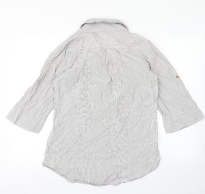 F&F Womens Grey Striped  Basic Button-Up Size 8
