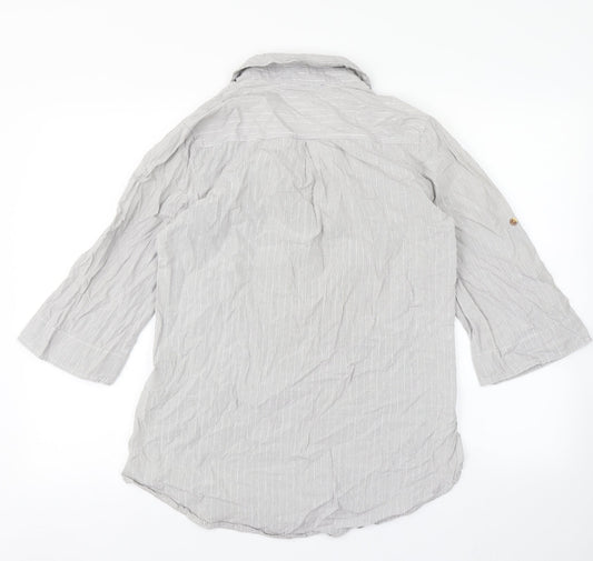 F&F Womens Grey Striped  Basic Button-Up Size 8