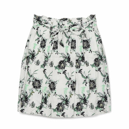 Saint Tropez Womens White Floral  A-Line Skirt Size M