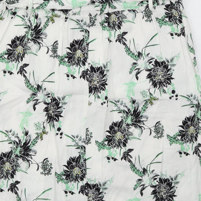 Saint Tropez Womens White Floral  A-Line Skirt Size M