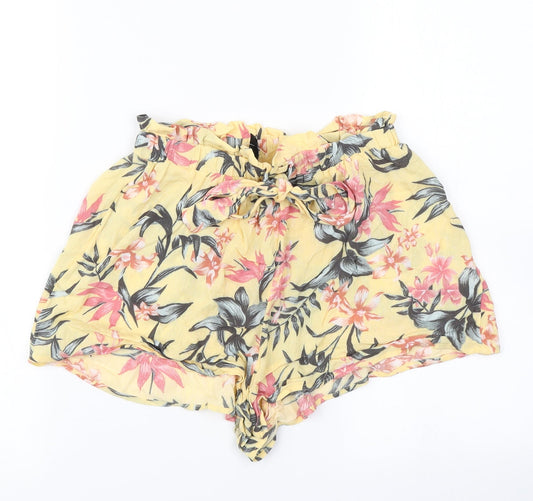 Divided Womens Yellow Floral  Hot Pants Shorts Size 6