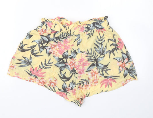 Divided Womens Yellow Floral  Hot Pants Shorts Size 6