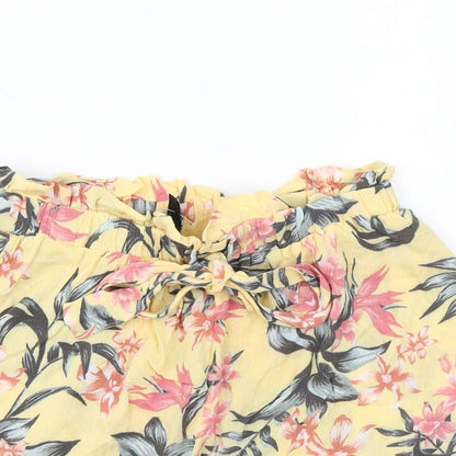 Divided Womens Yellow Floral  Hot Pants Shorts Size 6