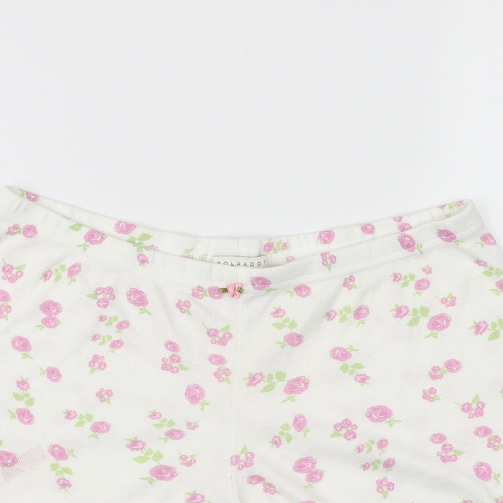 Polkadot Womens White Floral  Hot Pants Shorts Size L