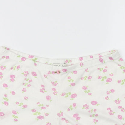 Polkadot Womens White Floral  Hot Pants Shorts Size L