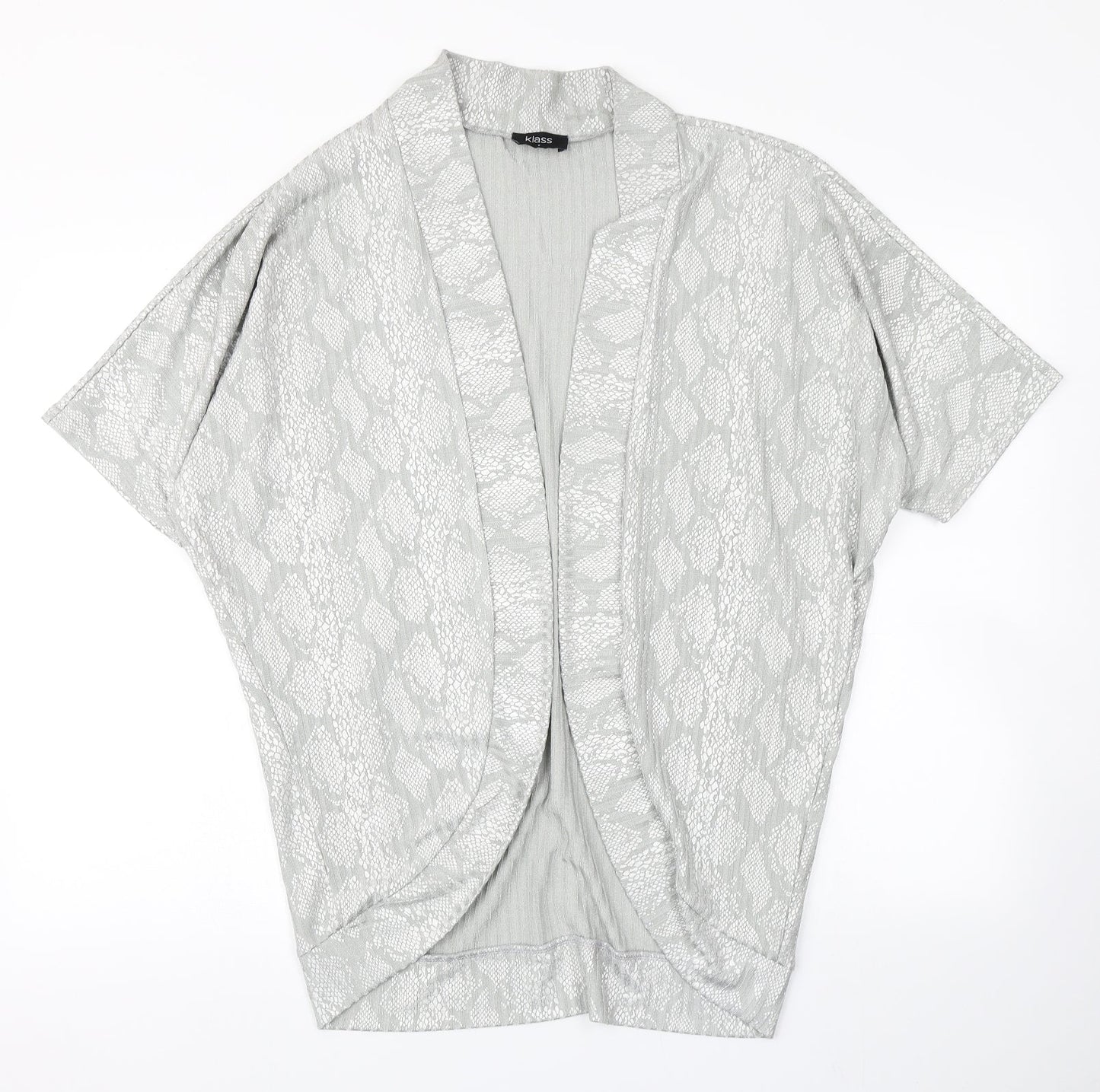 Klass Womens Grey Animal Print  Kimono Jacket Size S