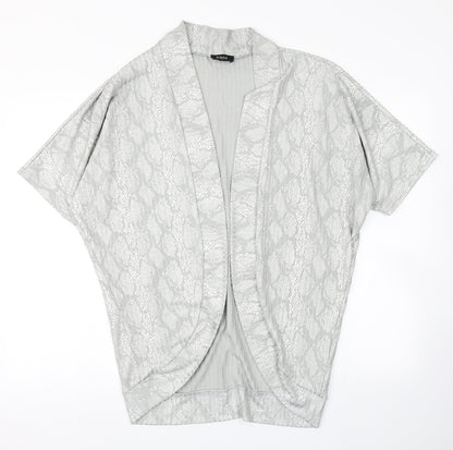 Klass Womens Grey Animal Print  Kimono Jacket Size S