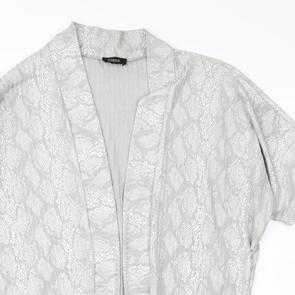 Klass Womens Grey Animal Print  Kimono Jacket Size S