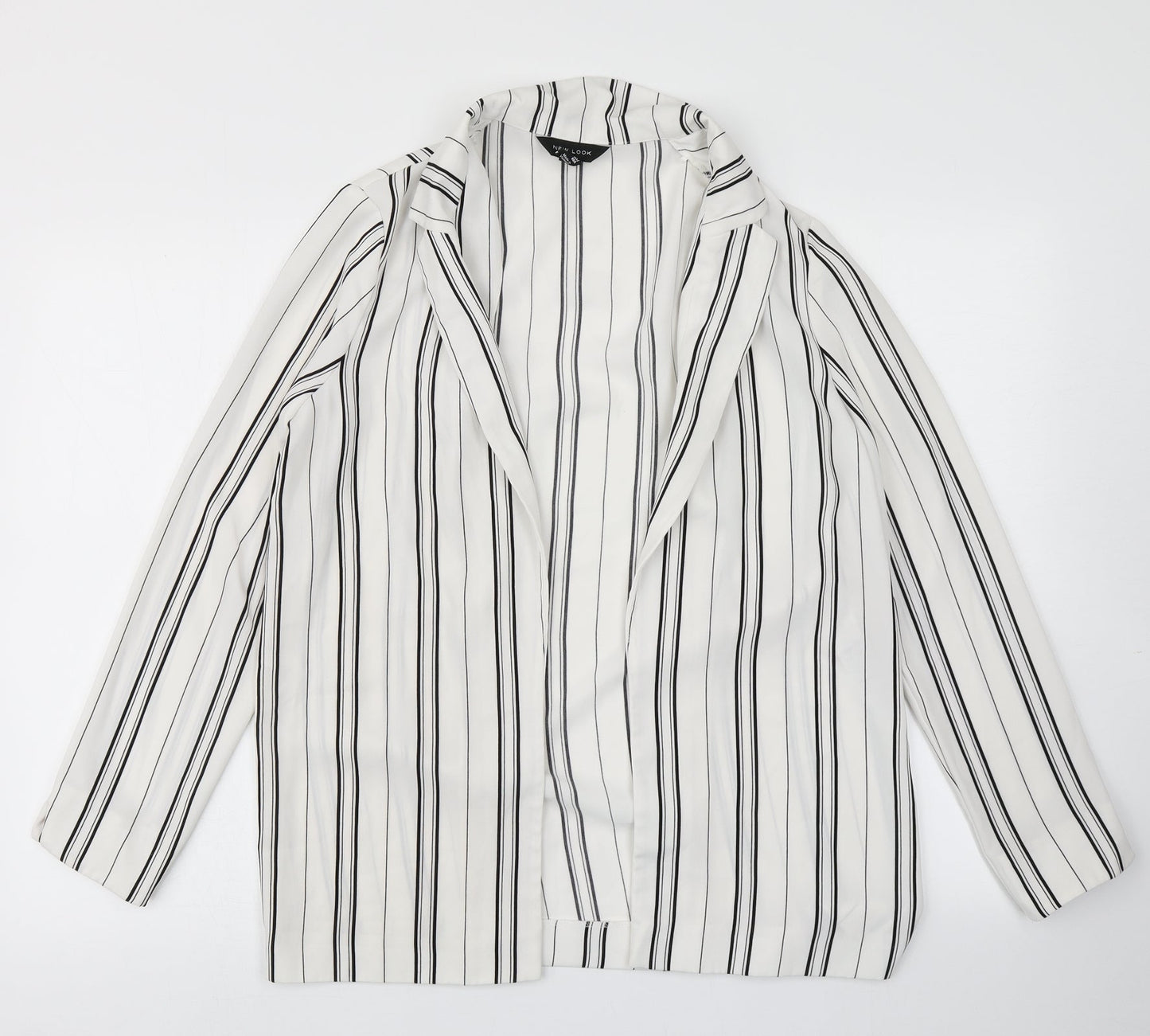 New Look Womens White Striped  Jacket Blazer Size 10