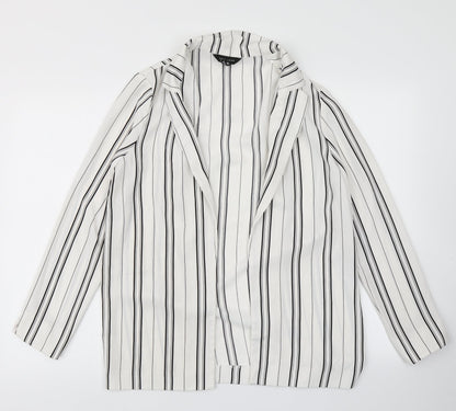 New Look Womens White Striped  Jacket Blazer Size 10