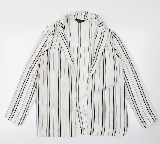 New Look Womens White Striped  Jacket Blazer Size 10