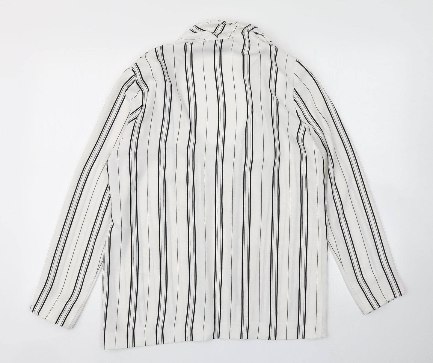 New Look Womens White Striped  Jacket Blazer Size 10