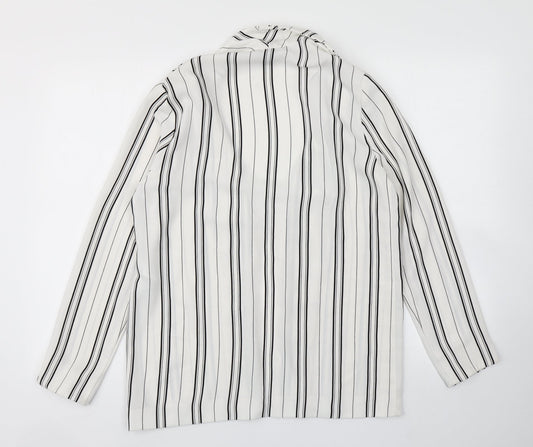 New Look Womens White Striped  Jacket Blazer Size 10