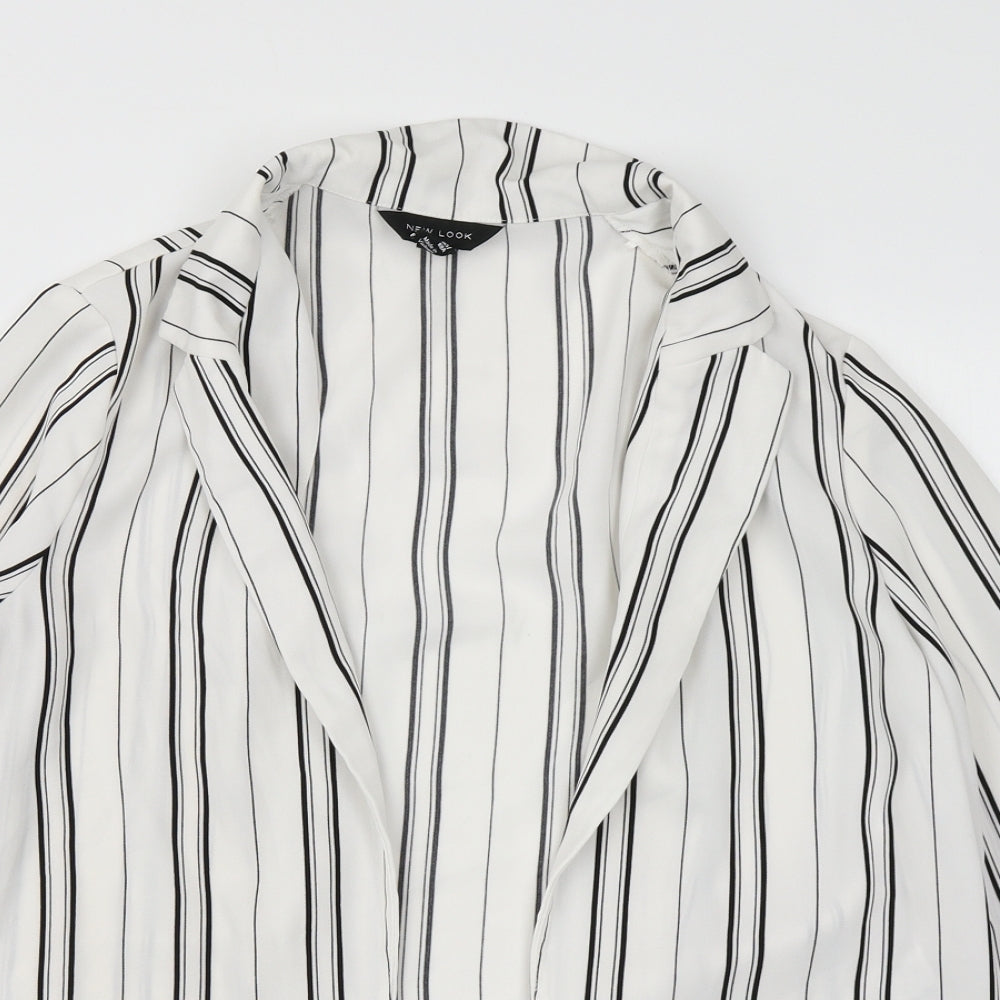 New Look Womens White Striped  Jacket Blazer Size 10