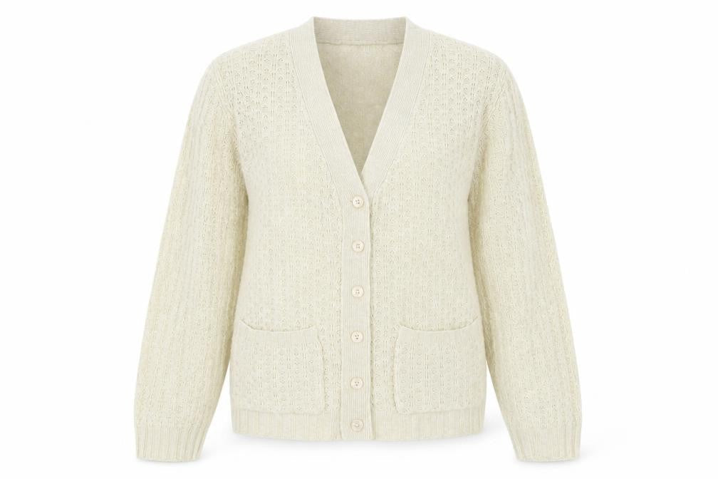 Womens UK Size 10 Damart Ivory Cardigan Jumper