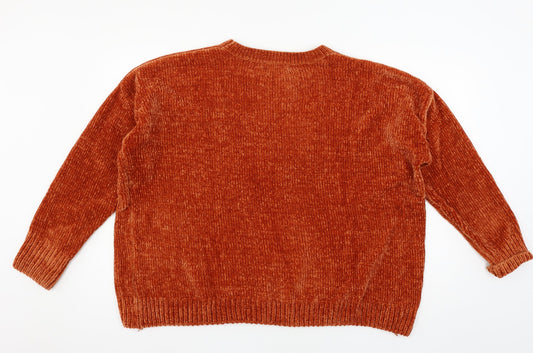 Primark Womens Orange  Knit Pullover Jumper Size 18