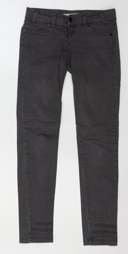 Springfield Womens Grey Check Denim Skinny Jeans Size S L28 in