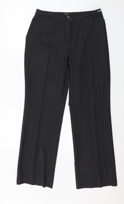 Rosner Womens Black Striped  Trousers  Size 12 L30 in