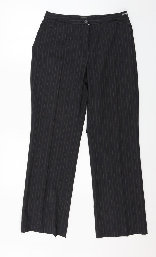 Rosner Womens Black Striped  Trousers  Size 12 L30 in