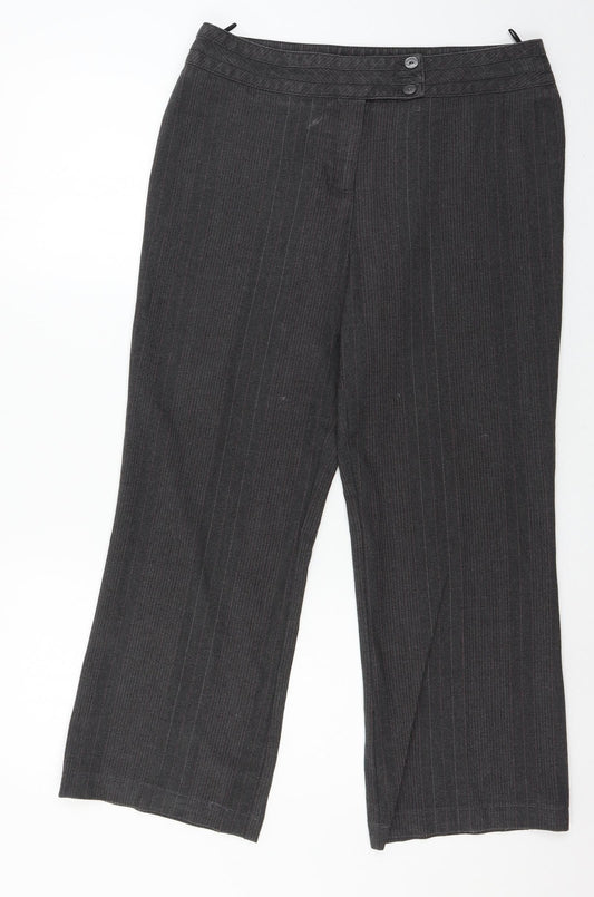 Per Una Womens Grey Striped  Trousers  Size 34 in L27 in