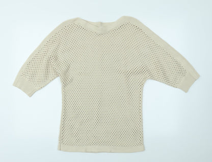 Womens UK Size S Body Flirt Beige Basic T-Shirt