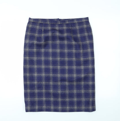 Preworn Womens Blue Check  Bandage Skirt Size 32 in